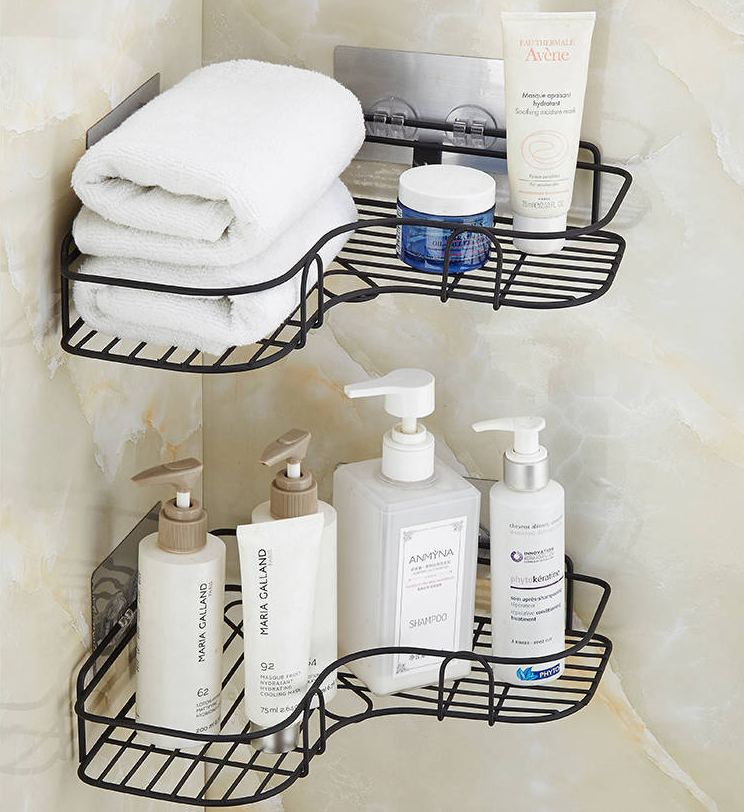 Self Adhesive Wall Mounted Hotel Bathroom Shower Shelf Paper Holder Triangle Kitchen Corner Storage Shelf - 副本