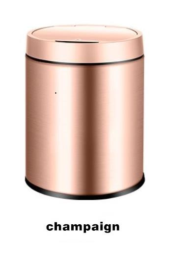 WONDER Cheap Stainless Steel Satin Gold Automatic Induction Garbage Can Touchless Garbage Bin