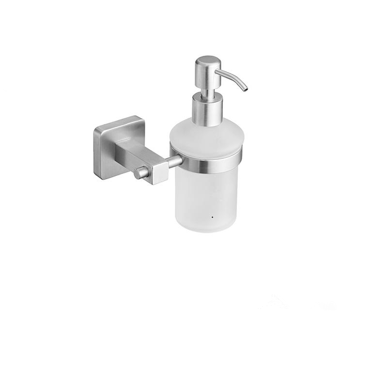 Luxury 304 Stainless Steel satin Glass Soap Dispenser for hotel bathroom