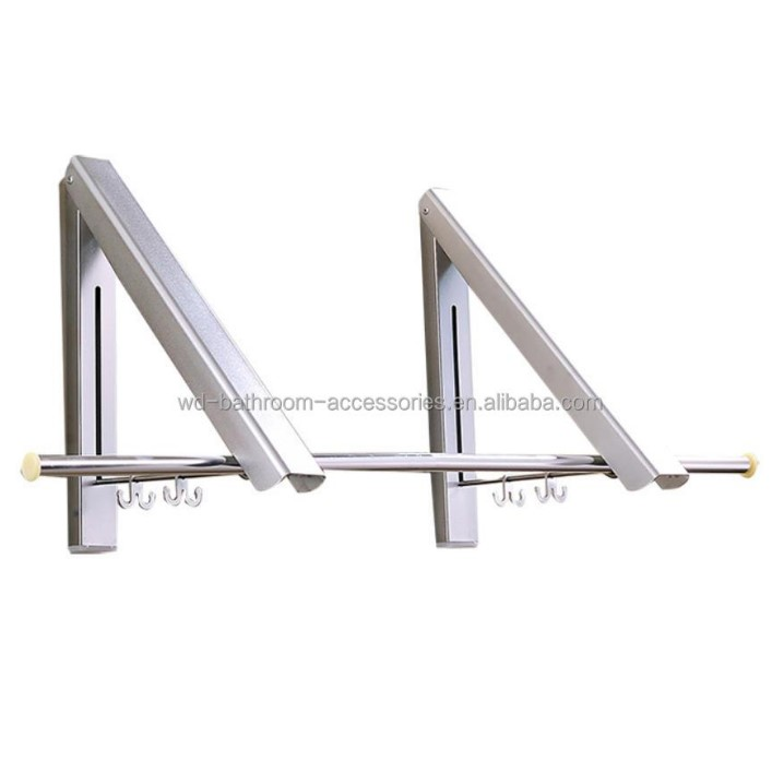 Aluminum Clothline Wall Mounted Apartment Hotel folding Clothes Hanger Rack Bathroom balcony In stock Cheap Hangers