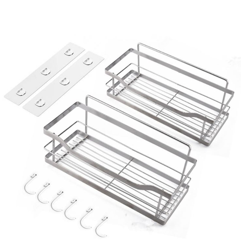 Factory wholesale with hooks stainless steel wall mount storage rack the bathroom shower caddy basket shelf
