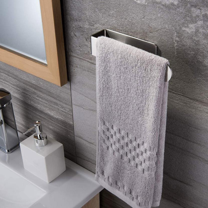 Amazon Hot Selling Adhesive No Drilling Bathroom Towel hanger Satin Hand Towel Rack Kitchen Towel Holder