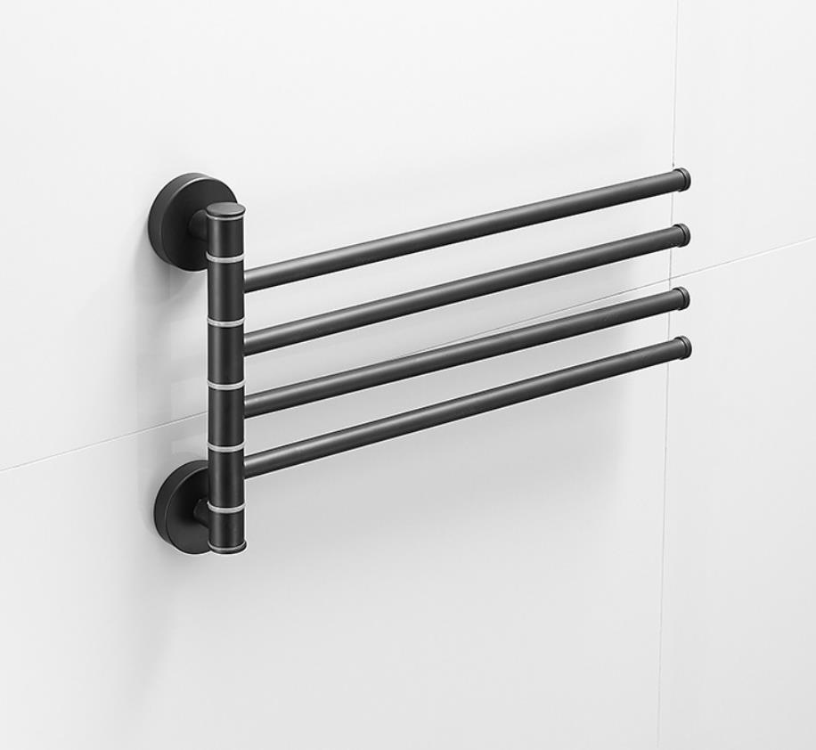 Wall Mounted Hot Sale Rotating Towel Rack Black Movable Bathroom Towel Rail with wholesale price