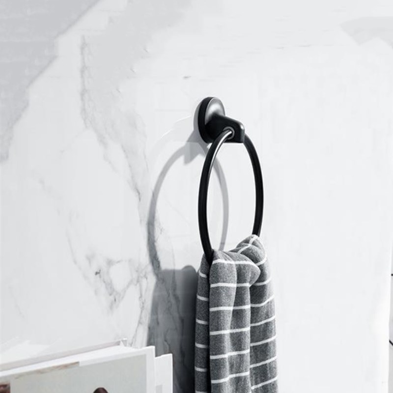 Hotel Bathroom Stainless Steel Black Holder Towel Ring