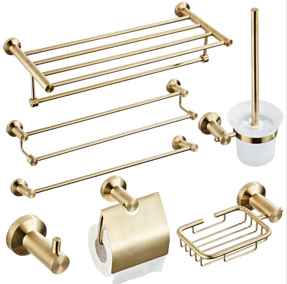 SUS 304 Gold Bathroom Hardware sets Stainless Steel Bathroom Accessories Set