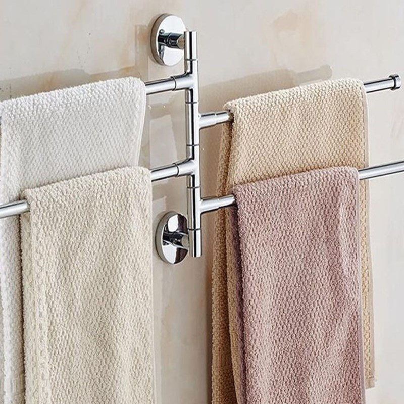 Wall Mounted Movable Bathroom Towel Rack Stainless Steel