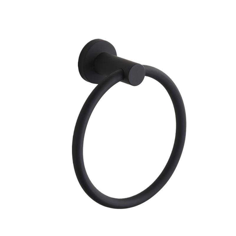 Modern Matt Black Stainless Steel Eco-Friendly Wall Mounted Towel Ring Holder