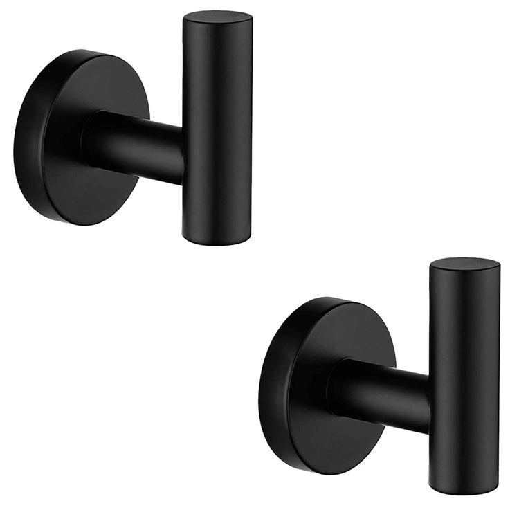 Towel Hook Matte Back 304 Stainless Steel Bathroom Accessories Hanging Wall Round Metal Coat Robe Rails Hooks