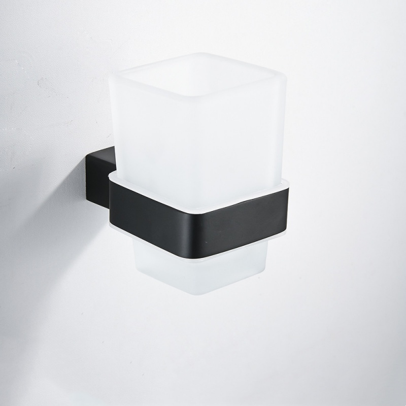 304 Stainless Steel Modern Bathroom Wall-Mounted Glass Toothbrush Cup Holder