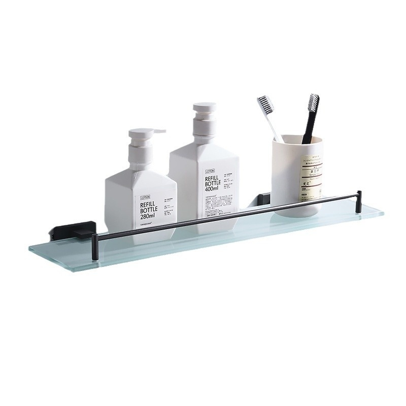 Bathroom Accessories Shower Shampoo Storage Rack Stainless Steel Glass Bathroom Shelf