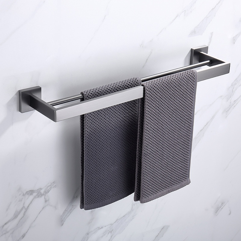 Black Bathroom Towel Holder Bathroom Accessories Kitchen Dish Cloth Hanger Towel Bar Rack With Double Layer Towel Bar