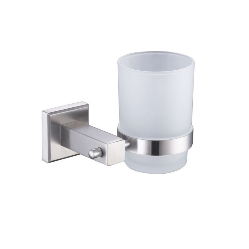Bathroom Accessories Single Tumbler Cup Holder Glass Wall-mounted Modern Chrome Europe