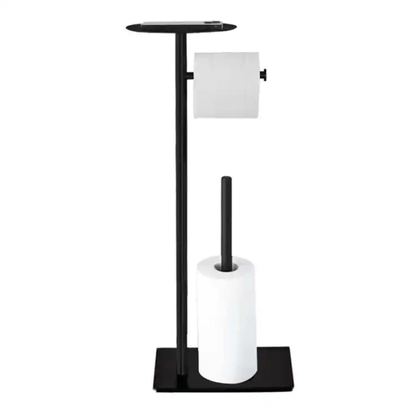 Stainless Steel Free Standing Matt Black Toilet Paper Holder