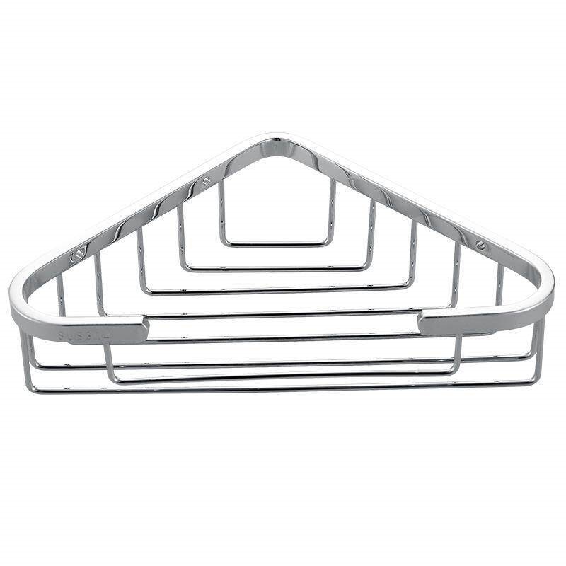 Chrome Brass Triangle Design Wall Mounted Wall Shelf Bathroom Corner Shelf