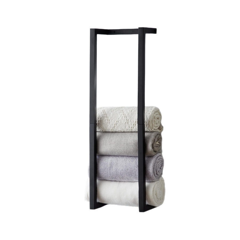 Towel Rack for Rolled Towels Towel Rack for Bathroom Wall Mounted Metal Bathroom Organizer Black