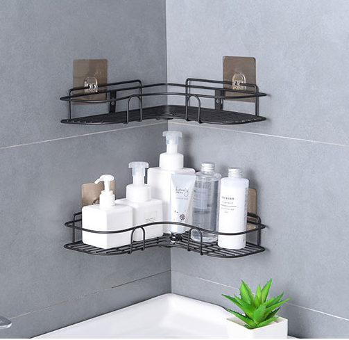 Self Adhesive Wall Mounted Hotel Bathroom Shower Shelf Paper Holder Triangle Kitchen Corner Storage Shelf - 副本